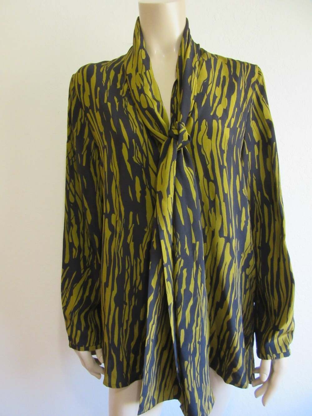 COS Black & Antique Gold 10 Silk Abstract Tie Collar Tunic Business NWT-CA2